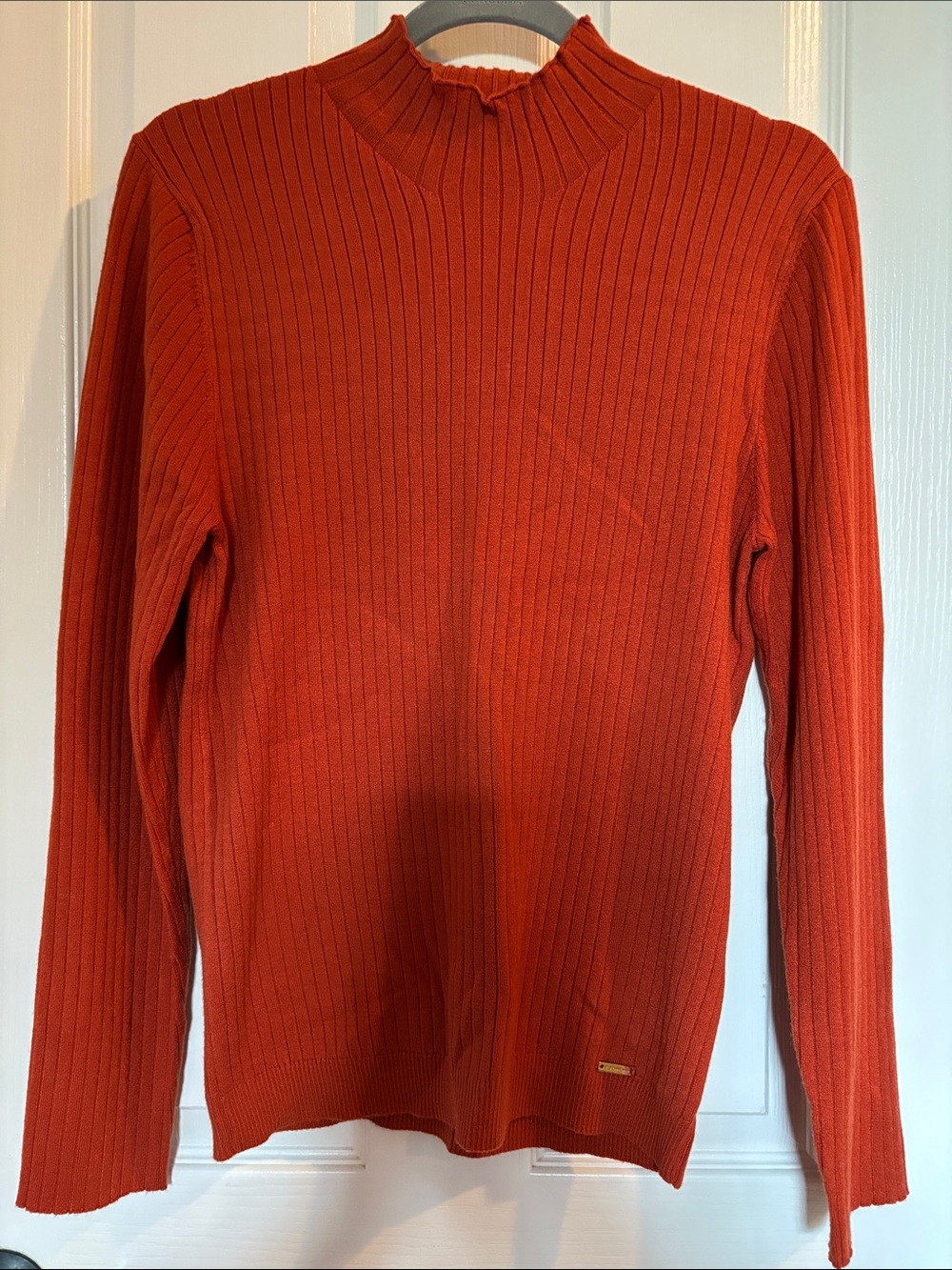 Tahari Ribbed Turtleneck Sweater in Burnt Orange